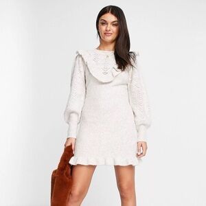Miss Selfridge Oatmeal Ruffle Dress US 6